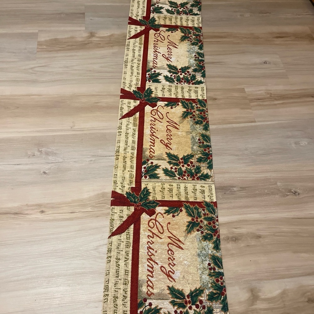 Festive Christmas Table Runner with Red and Green Accents